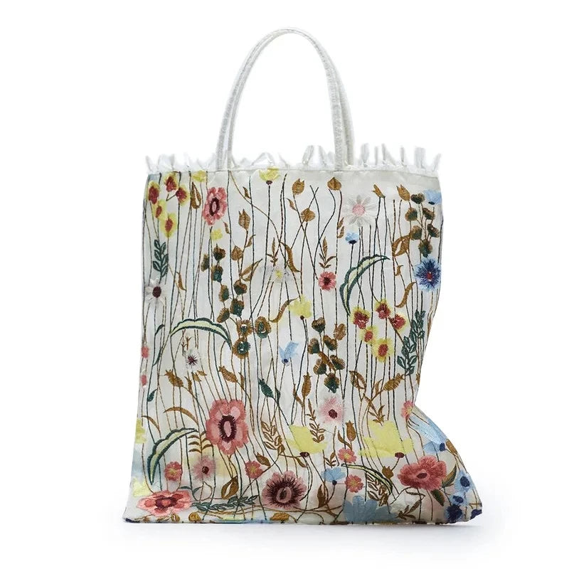 Embroidered Lace Flower Mesh Shoulder Bag ART : 19