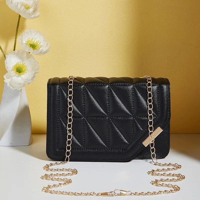 Black Luxury Women's PU Leather Plaid Crossbody Bag with Tassel ART : 15