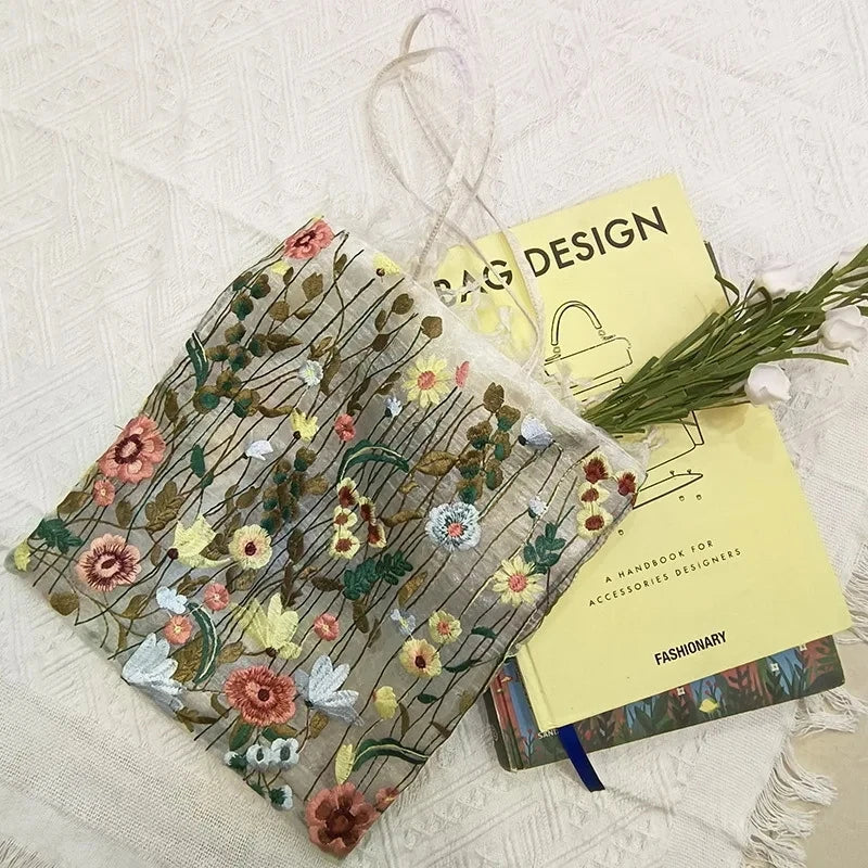 Embroidered Lace Flower Mesh Shoulder Bag ART : 19