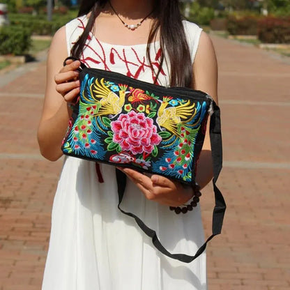 Blossom Voyage Luxe Nylon Crossbody – Floral Elegance Meets Spacious Style ART : 25