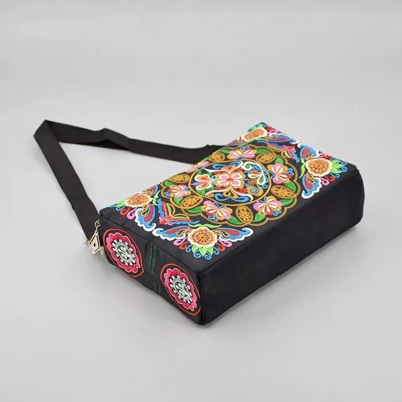 Blossom Voyage Luxe Nylon Crossbody – Floral Elegance Meets Spacious Style ART : 25
