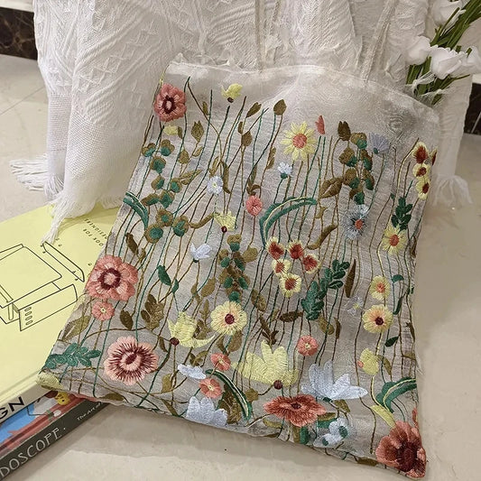 Embroidered Lace Flower Mesh Shoulder Bag ART : 19