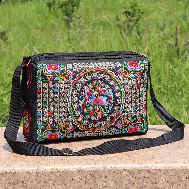 Blossom Voyage Luxe Nylon Crossbody – Floral Elegance Meets Spacious Style ART : 25