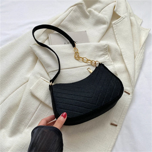 Women's Retro Felt Crossbody Bag – Casual Shoulder Purse ART : 12
