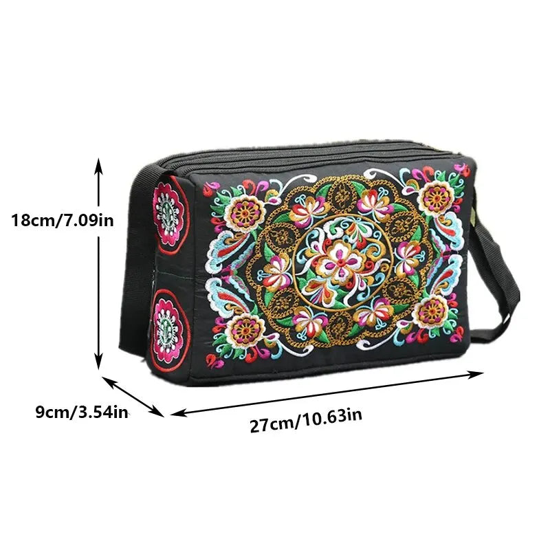 Blossom Voyage Luxe Nylon Crossbody – Floral Elegance Meets Spacious Style ART : 25