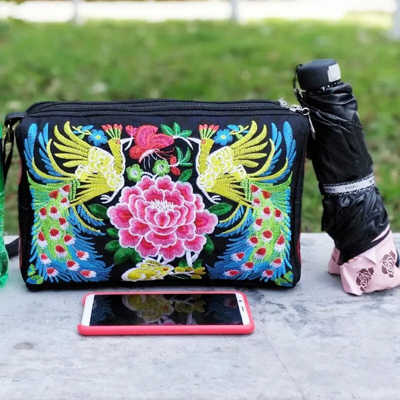 Blossom Voyage Luxe Nylon Crossbody – Floral Elegance Meets Spacious Style ART : 25