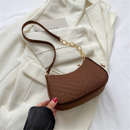 Women's Retro Felt Crossbody Bag – Casual Shoulder Purse ART : 12