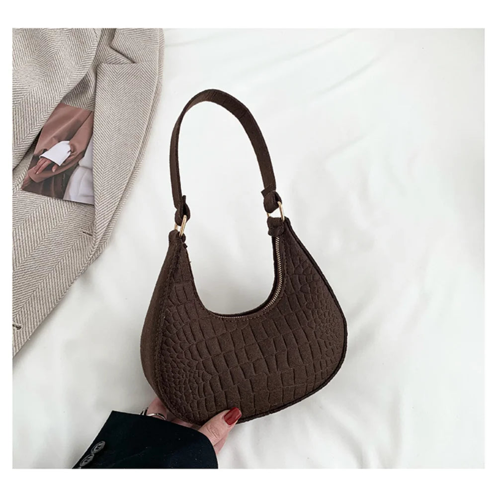Women's Retro Felt Crossbody Bag – Casual Shoulder Purse ART : 12