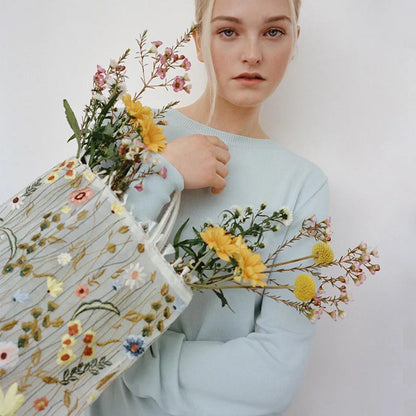 Embroidered Lace Flower Mesh Shoulder Bag ART : 19